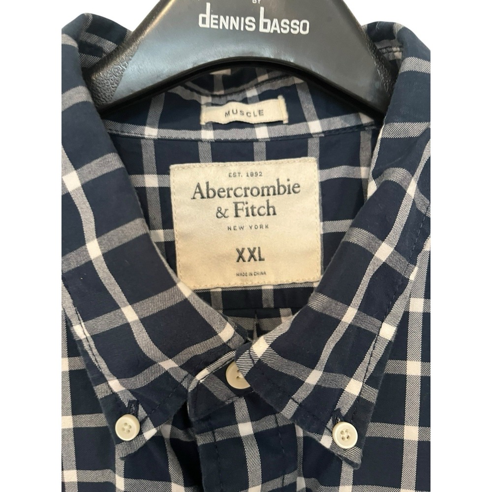 Abercrombie and Fitch shirt Large Mens Long Sleeve button front Y2K Preppy Blue - Picture 6 of 7